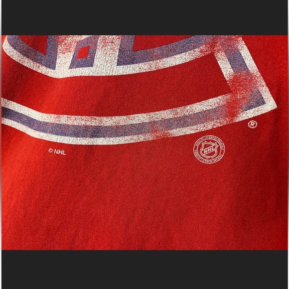 Red Cotton T-Shirt, Montreal Canadiens NHL Hockey Logo, Size L - Picture 3 of 5